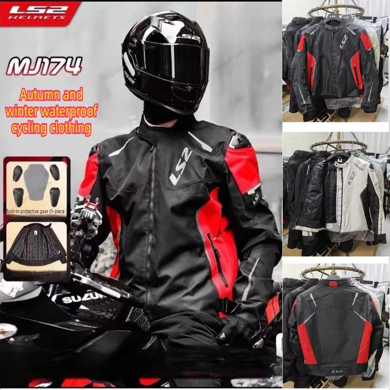 LS2 motorcycle jacket cycling rally racing suit waterproof and warm CE protective gear certification MJ174 motorcycle jacket