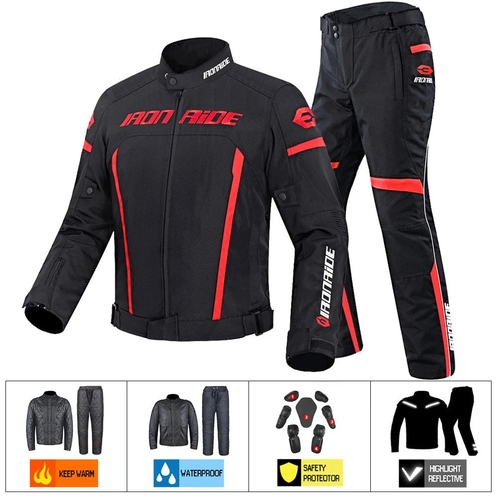 Waterproof Motorcycle Jackets Moto Jacket Pants Suit Motor Jacket For Men Women Interior Detachable Moto Clothes Keep Warm
