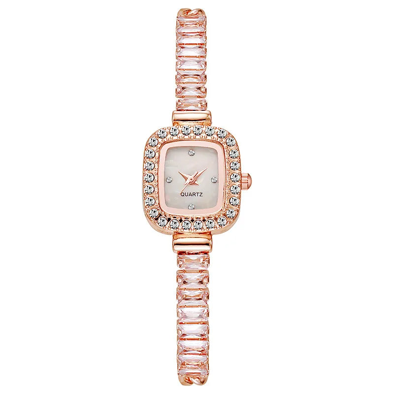 Fashion Rhinestone Women Watch Square Dial Ladies Quartz Watches Bracelet Band Wristwatches