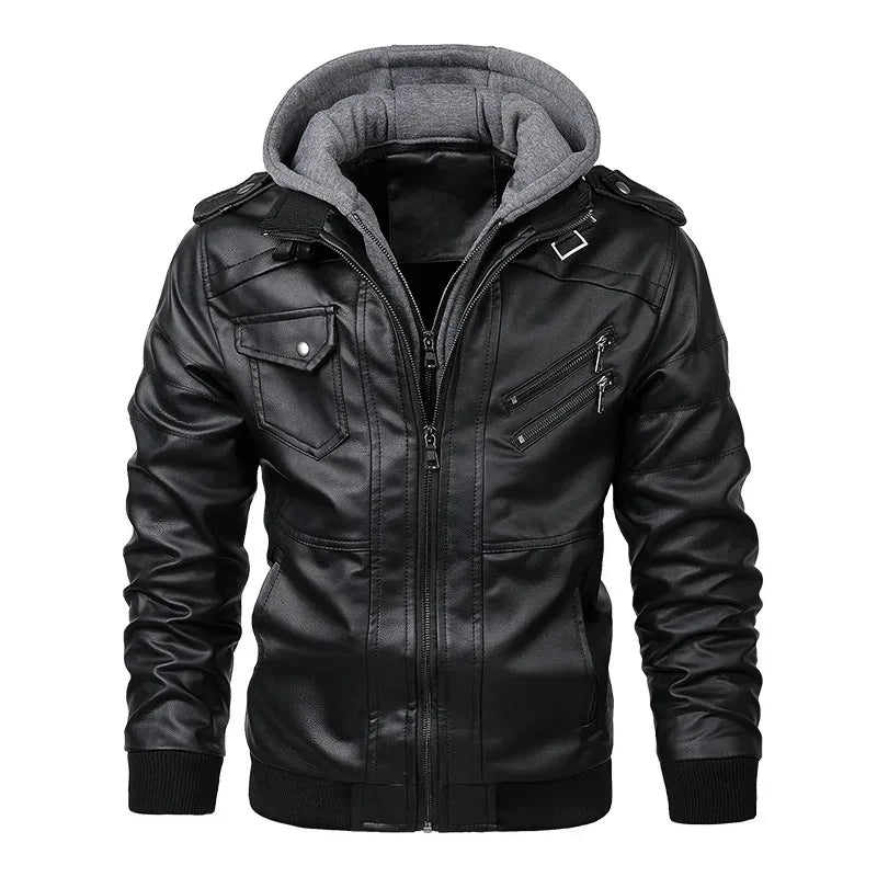 Motorcycle Leather Jackets Casual Fashion Motorcycle Coat Slim Fit Lapel Waterproof Jackets Autumn Anti-wind Leather Coat Male