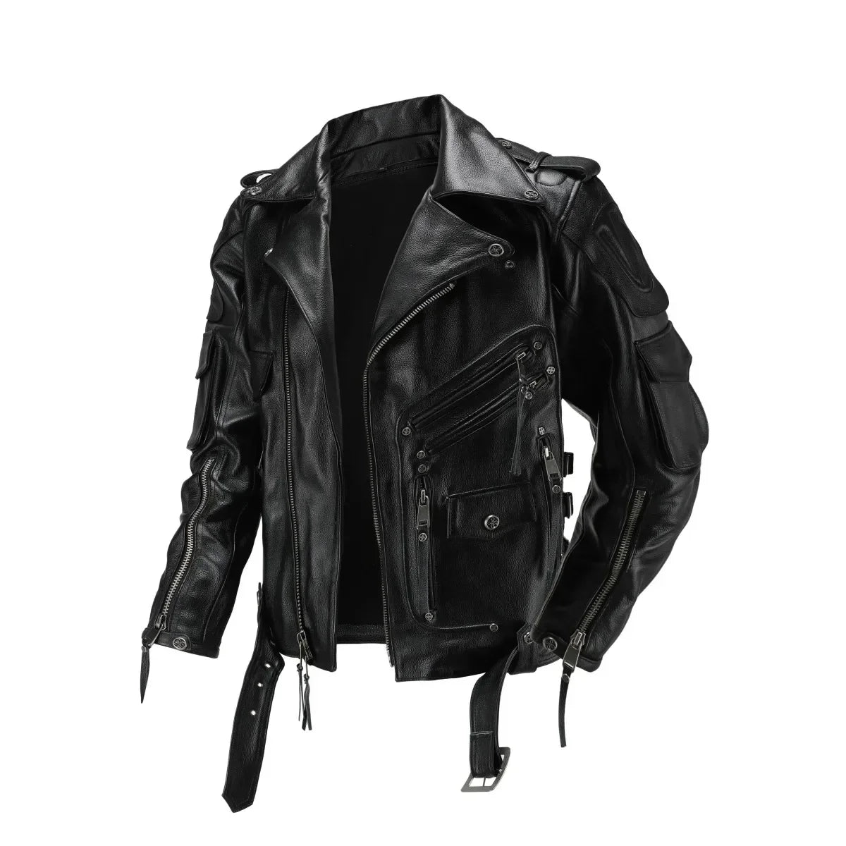 Men's Natural Leather Motorcycle Jacket Top Layer Causal Vintage Retro Moto Suit Leather Coat  Dropshipping