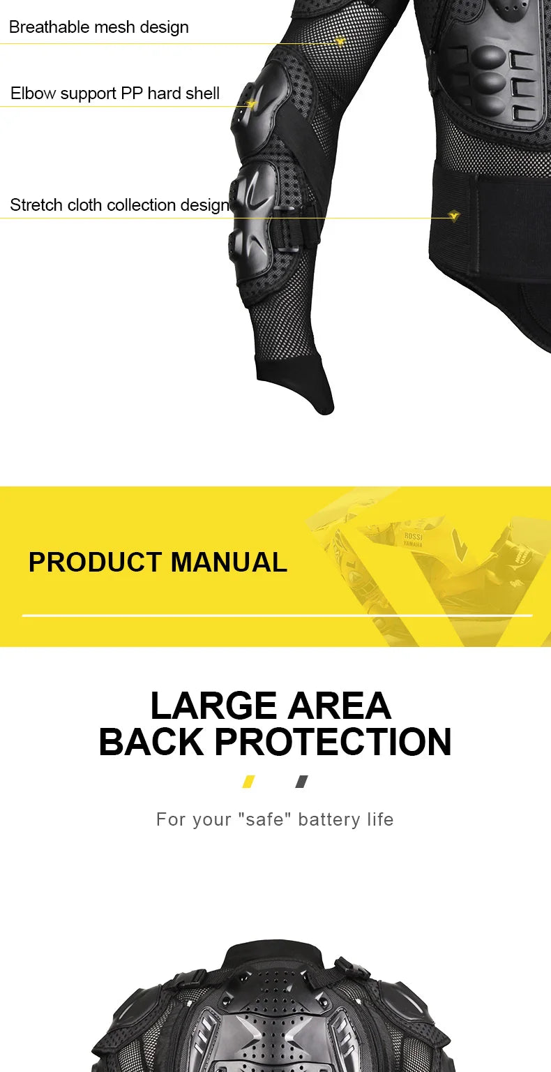 SULAITE Motorcycle Jacket Racing Armor Protector ATV Motocross Body Protection Jacket Clothing Protective Gear