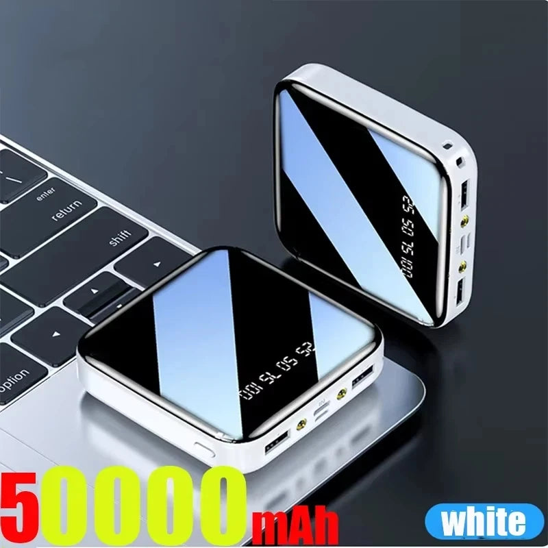 Mini 500000mAh Power Bank Portable Charger Mirror Screen LED Digital Powerbank External Battery for iPhone Huawei