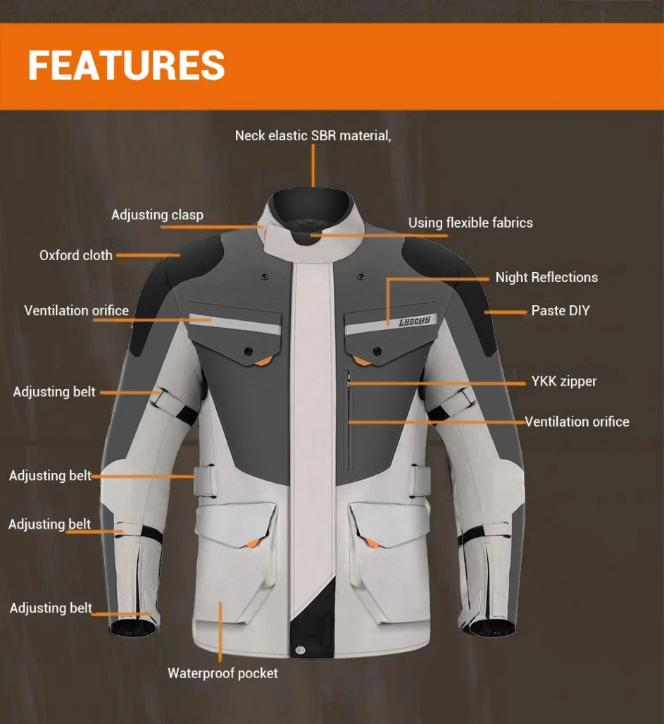 Motorcycle Jacket Pants Suit Men Cold-proof Waterproof Winter Motorbike Riding Moto Jacket Protective Gear Armor Clothing