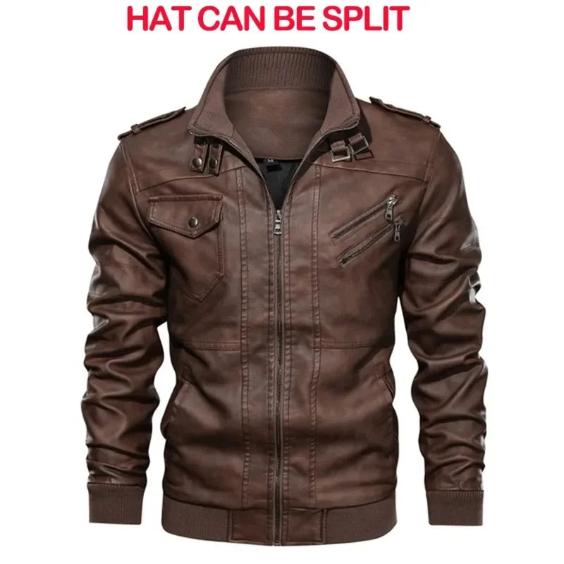 Motorcycle Leather Jackets Casual Fashion Motorcycle Coat Slim Fit Lapel Waterproof Jackets Autumn Anti-wind Leather Coat Male