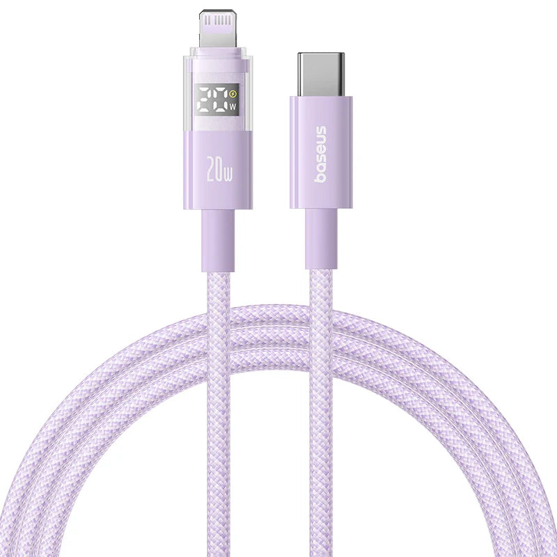 Baseus 20W USB C Cable LED Display  Type C USB Cable For iPhone 14 13 12 iPad Pro Fast Charging Data Wire
