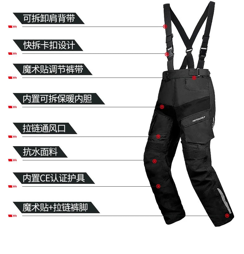 Motorcycle Travel Long-Distance Riding Rally Suit Built-in CE Protective Waterproof Anti-Fall Warm Riding Suit Travel Suit