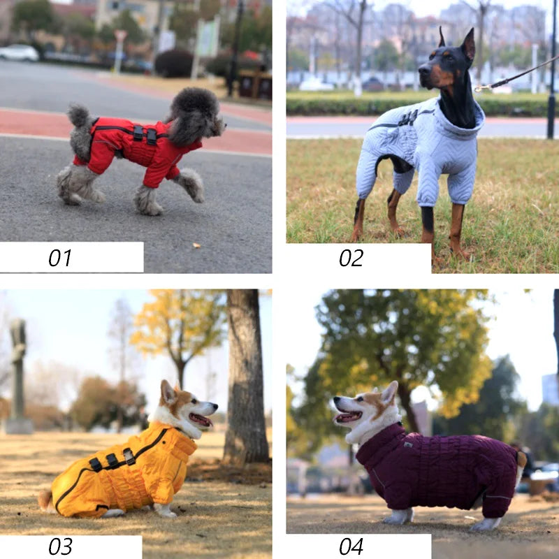 Dog Waterproof Cotton-padded Coat Pet Warm Jacket Windproof Thicken 4 Legs Dog Puppy Winter Greyhound Corgi Chihuahua