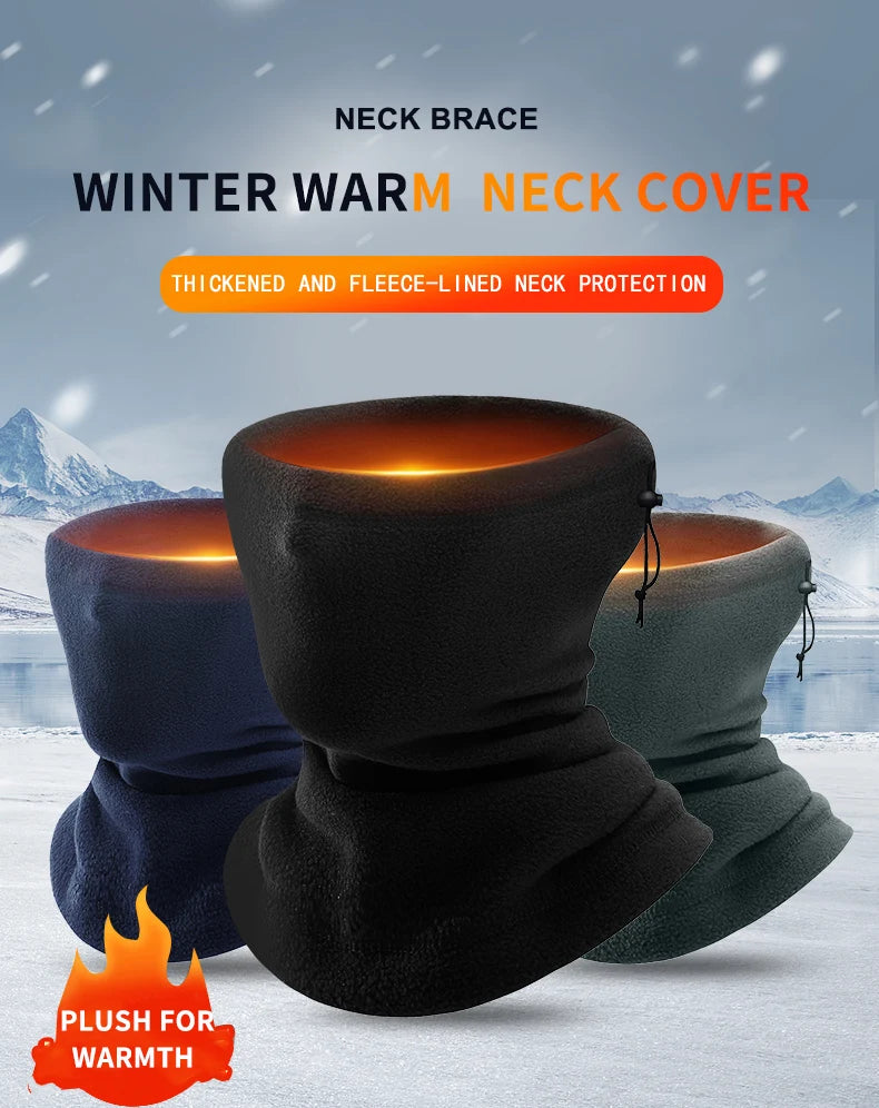 Motorcycle Warm Scarf Fleece Ski Mask Windproof Polar Fleece Cycling Drawstring Thickened Autumn Winter Unisex Face Cover