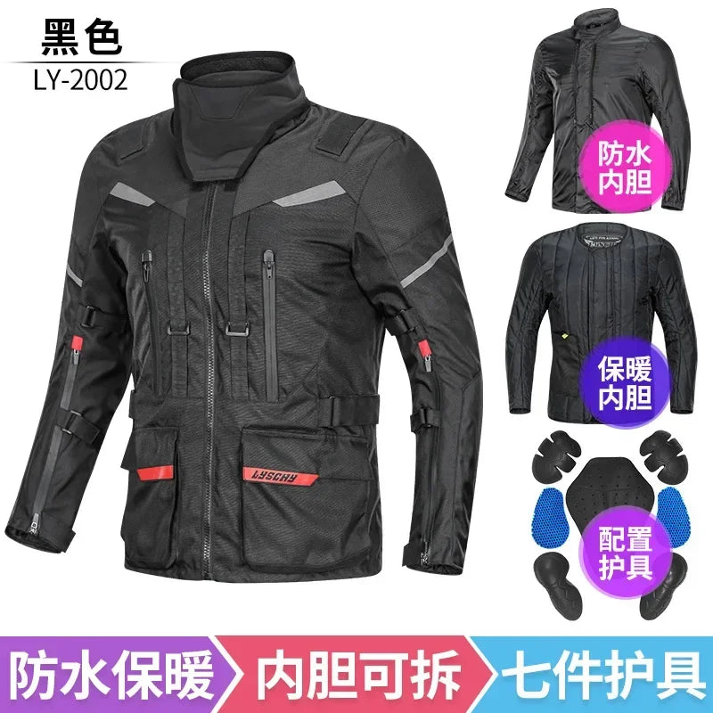 LYSCHY Motorcycle Riding Suit Rally Kit Large Size Drop-proof Waterproof Motorbike Travel Men Four Season Blouson Moto Homme