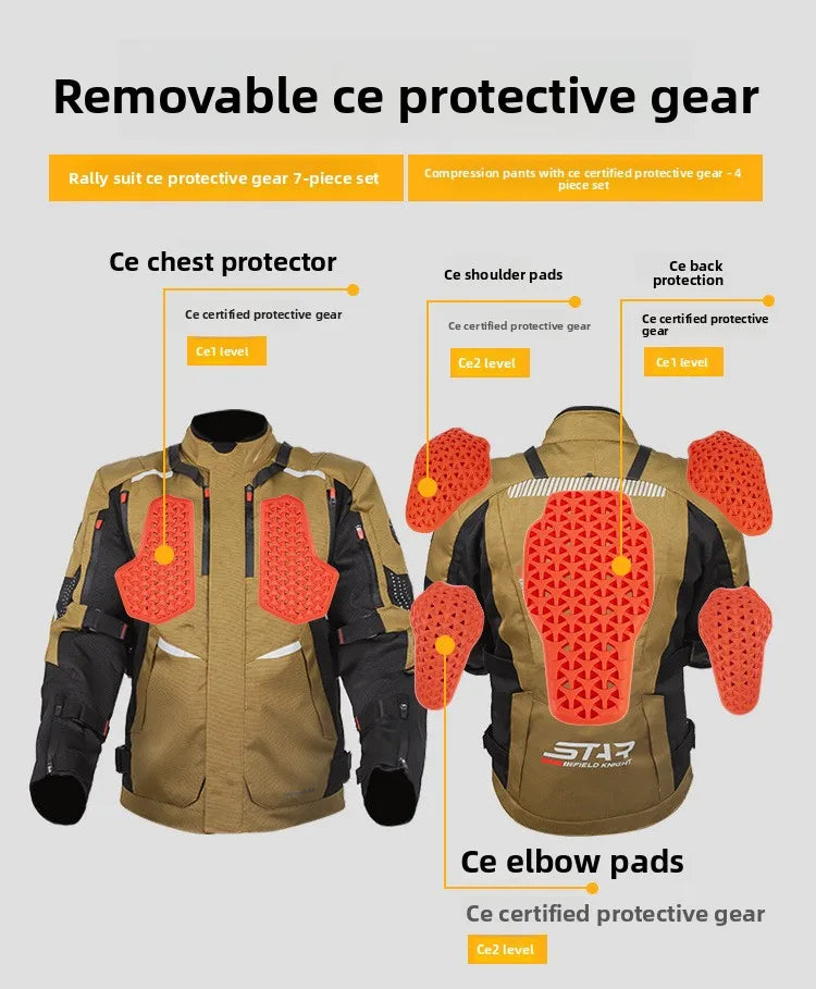 Motorcycle Riding Suit Men Rally Set Autumn Winter Windproof Waterproof Warm and Anti-fall Jacket and Pants M-5XL