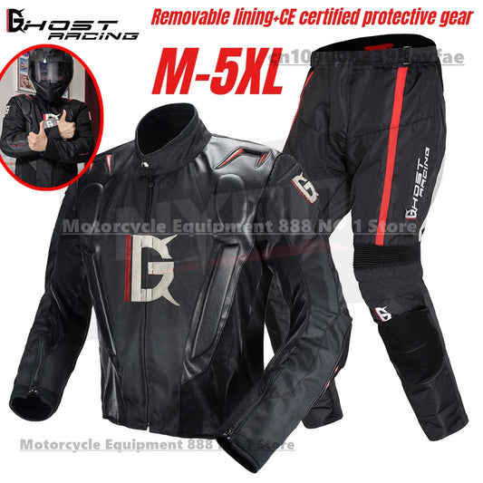 Motorcycle Racing Suit CE Anti Fall Rally Suit Wear-resistant Men's Motorcycle Riding Jacket and Pants Removable Lining
