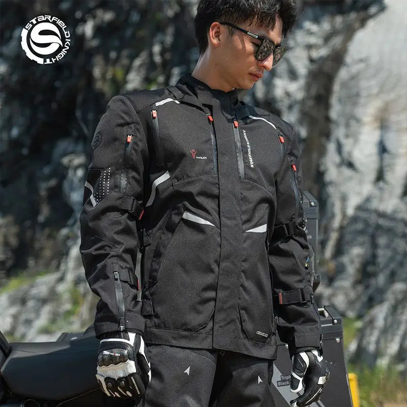 Motorcycle Riding Suit Men Rally Set Autumn Winter Windproof Waterproof Warm and Anti-fall Jacket and Pants M-5XL