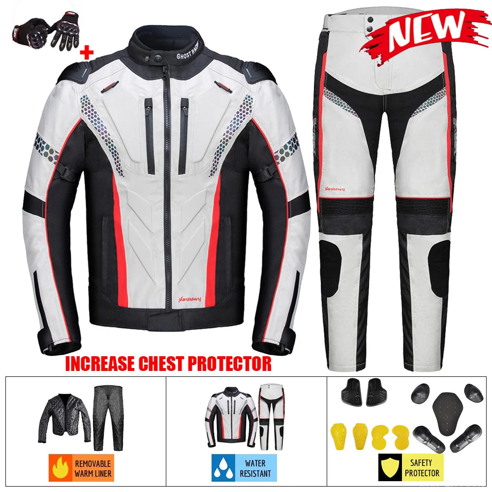 GHOST RACING Motorcycle Jacket Protective Gear Motorbike Riding moto jacket Waterproof windproof Moto Clothing Motorcycle Suits