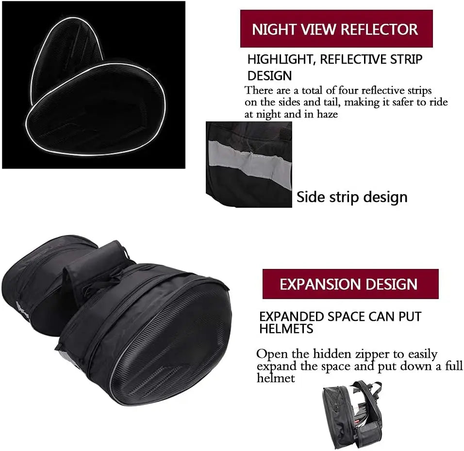 Motorcycle Waterproof Saddle Bag / Motorcycle Side Helmet Riding Travel Bags + Rain Cover One Pair