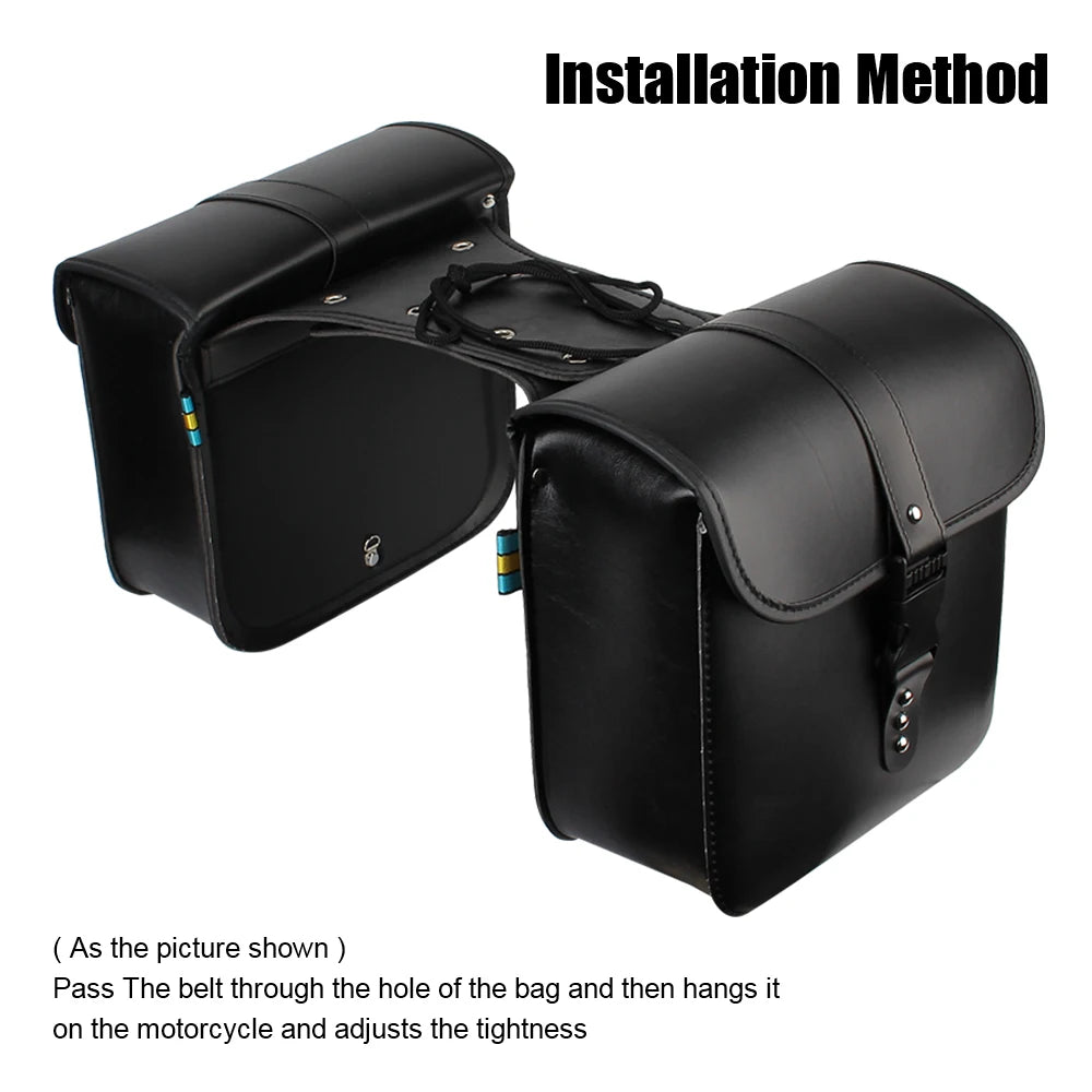 Motor Tail Luggage Suitcase Motorcycle Storage Tool Bag Side Luggage Saddle Bag Motorcycle Riding Travel Tank Bag PU Leather