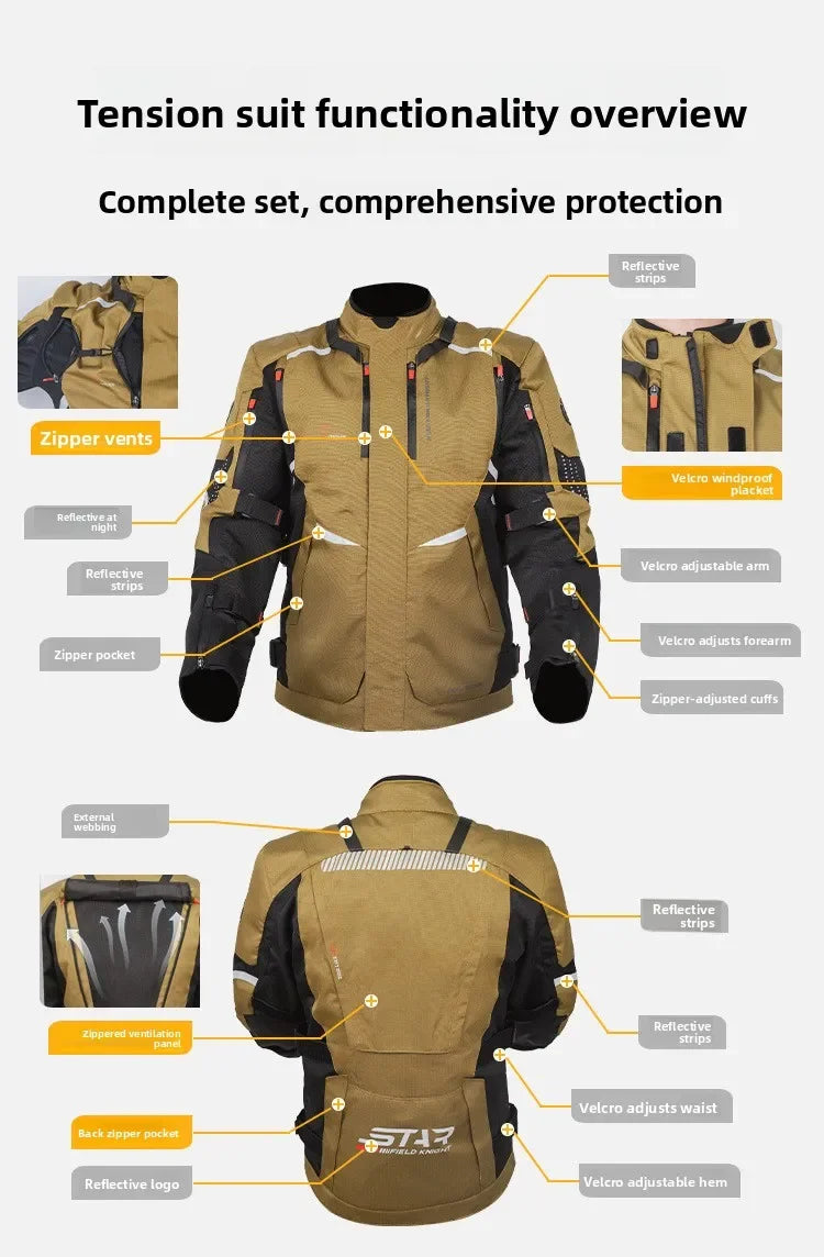 Motorcycle Riding Suit Men Rally Set Autumn Winter Windproof Waterproof Warm and Anti-fall Jacket and Pants M-5XL