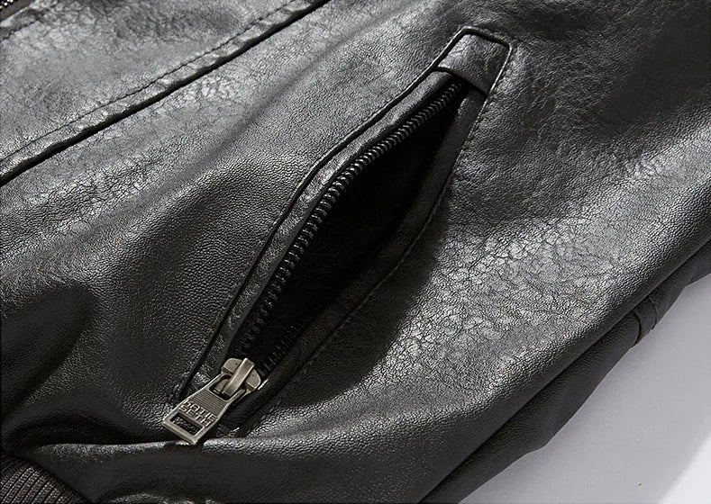 Men's Plus Size New PU Motorcycle Suit with Fleece Leather Jackets for Men Clothing