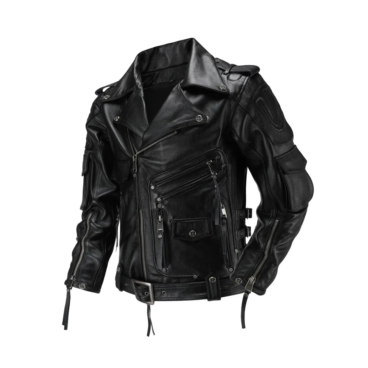 Copersian Men's Natural Leather Motorcycle Jacket Top Layer Causal Vintage Retro Moto Suit Leather Coat  Dropshipping Factory