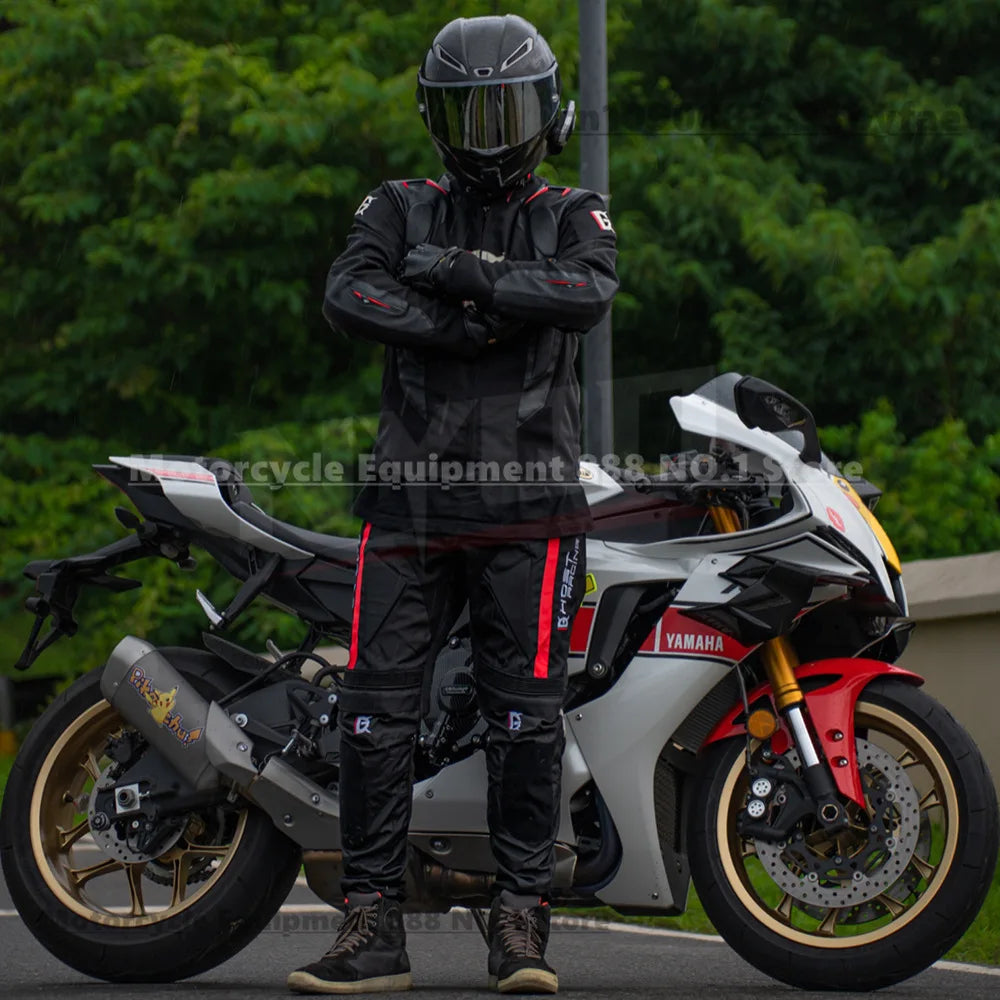 Motorcycle Racing Suit CE Anti Fall Rally Suit Wear-resistant Men's Motorcycle Riding Jacket and Pants Removable Lining
