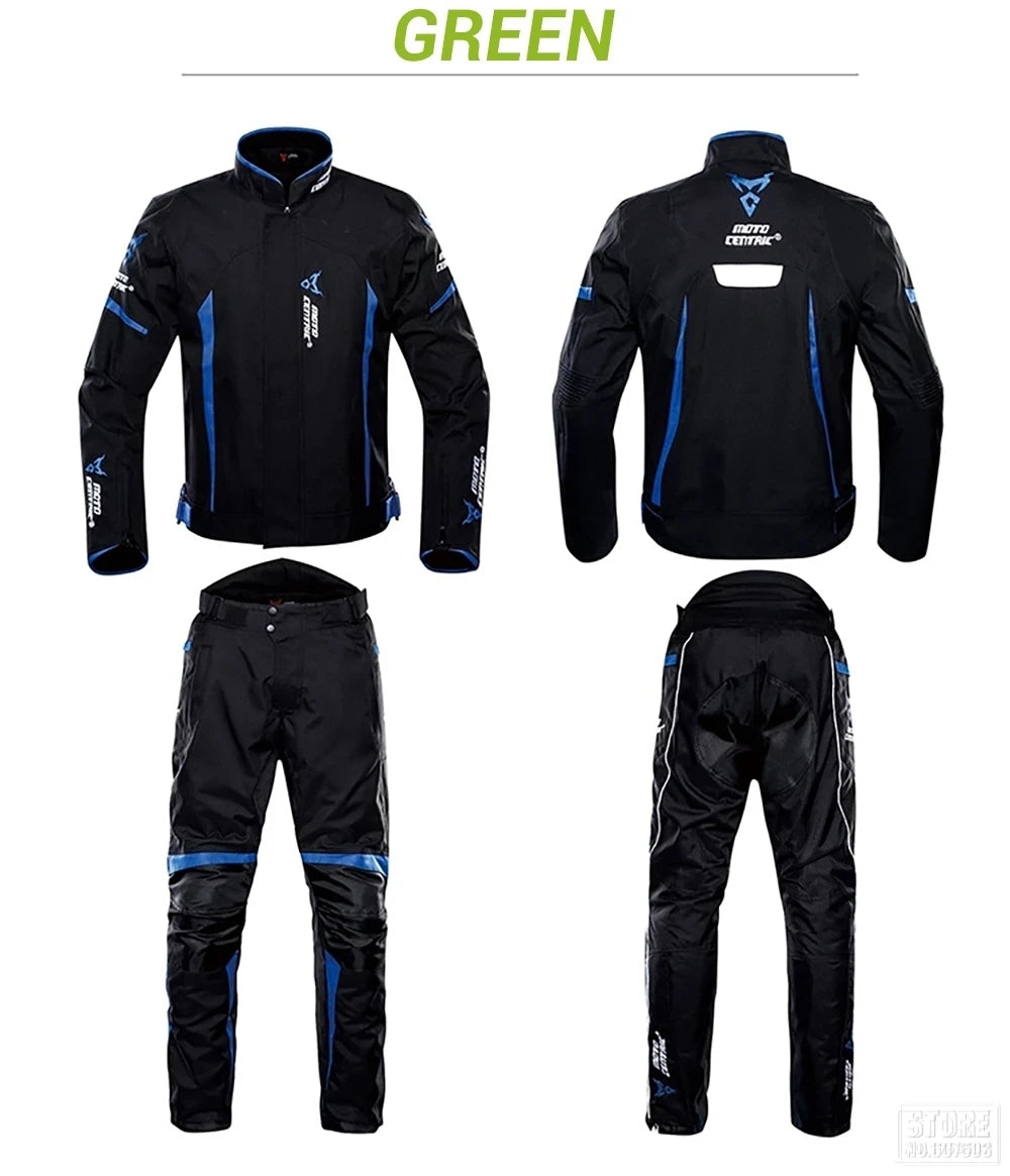 Waterproof Motorcycle Jacket + Pants Suit Summer Winter Body Armor Protective Gear Motocross Jacket Moto Protection Equipment