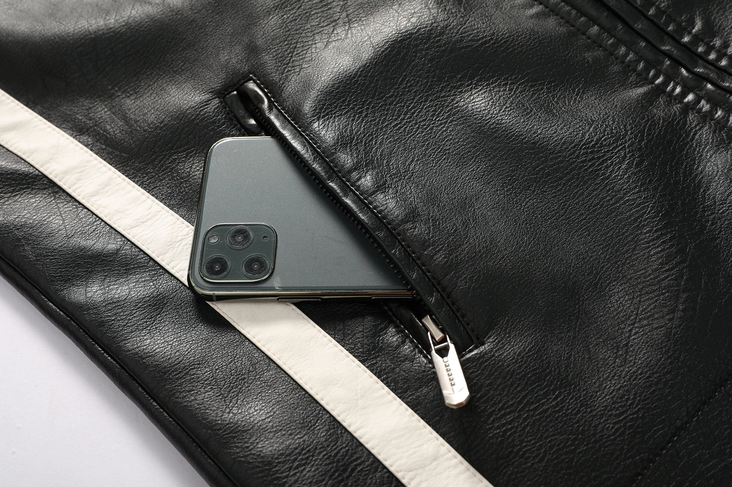 Men's motorcycle racing suit PU leather label color jacket