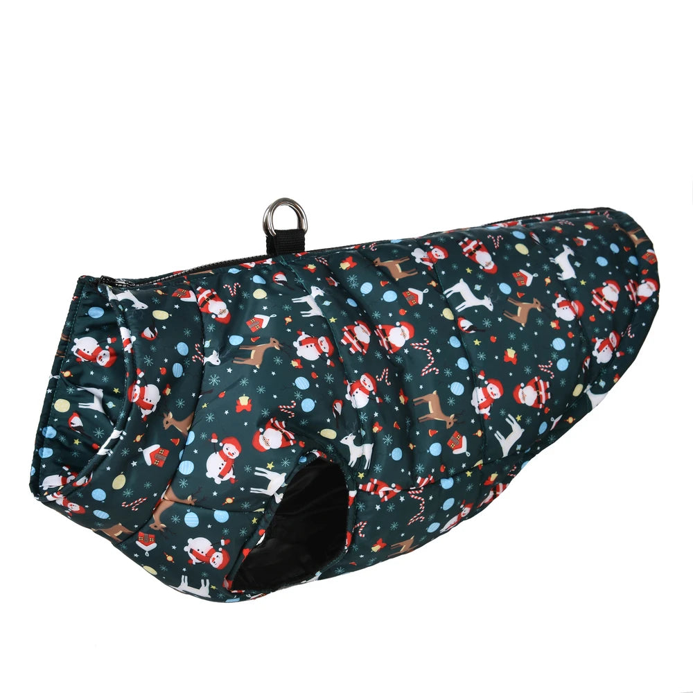 Waterproof Pet Jacket For Christmas Winter Warm Dog Coat For Small Medium Dogs New Year Santa Claus Print Pets Bulldog Outfits