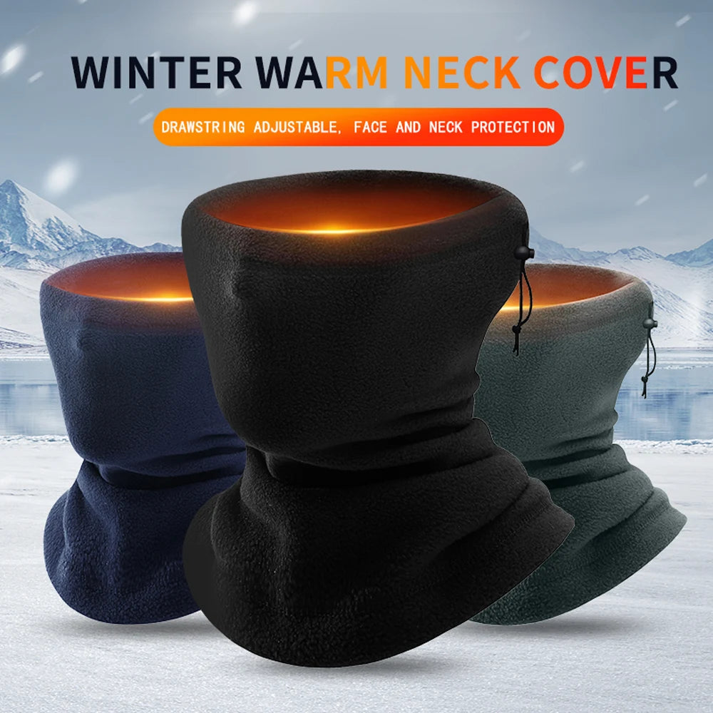 Motorcycle Warm Scarf Fleece Ski Mask Windproof Polar Fleece Cycling Drawstring Thickened Autumn Winter Unisex Face Cover