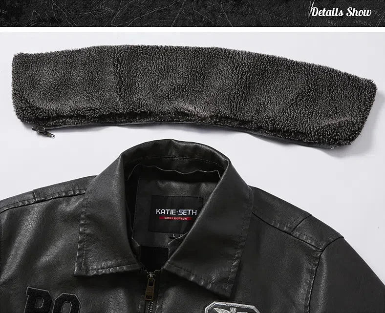 Men's Plus Size New PU Motorcycle Suit with Fleece Leather Jackets for Men Clothing