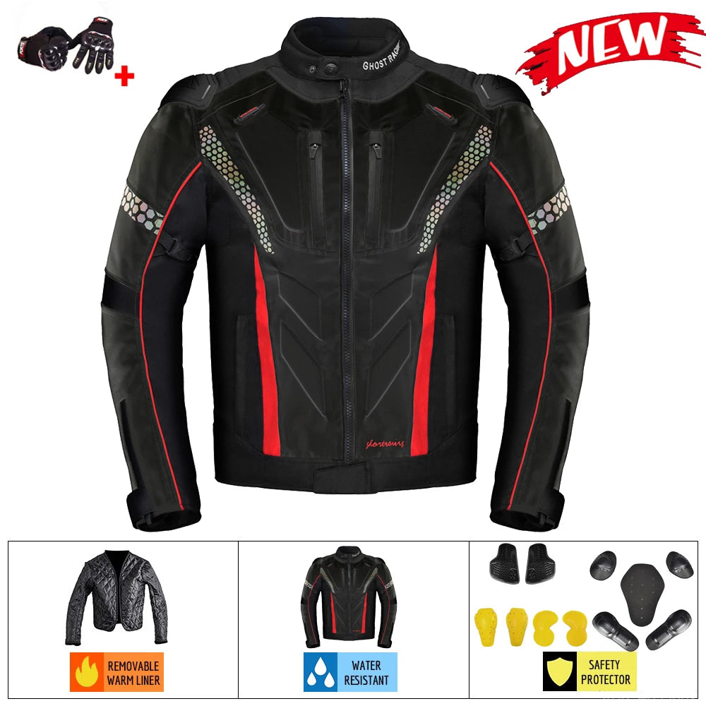 GHOST RACING Motorcycle Jacket Protective Gear Motorbike Riding moto jacket Waterproof windproof Moto Clothing Motorcycle Suits