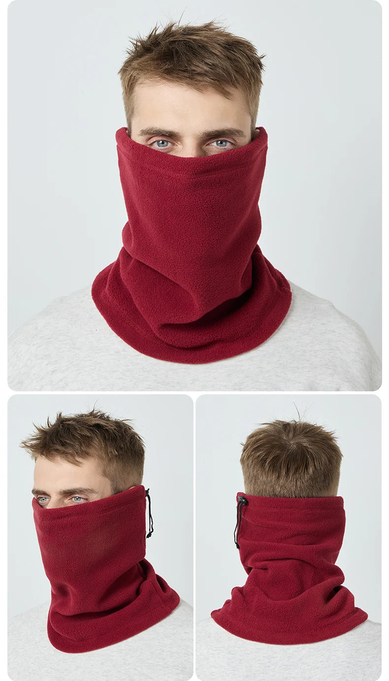 Motorcycle Warm Scarf Fleece Ski Mask Windproof Polar Fleece Cycling Drawstring Thickened Autumn Winter Unisex Face Cover
