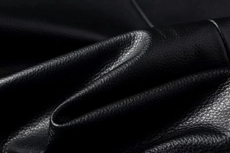 Pure Top Layer Cowhide Motorcycle Suit Leather Jacket Men's Cycling Jacket Slim Fit Stand Collar Short Black Jacket