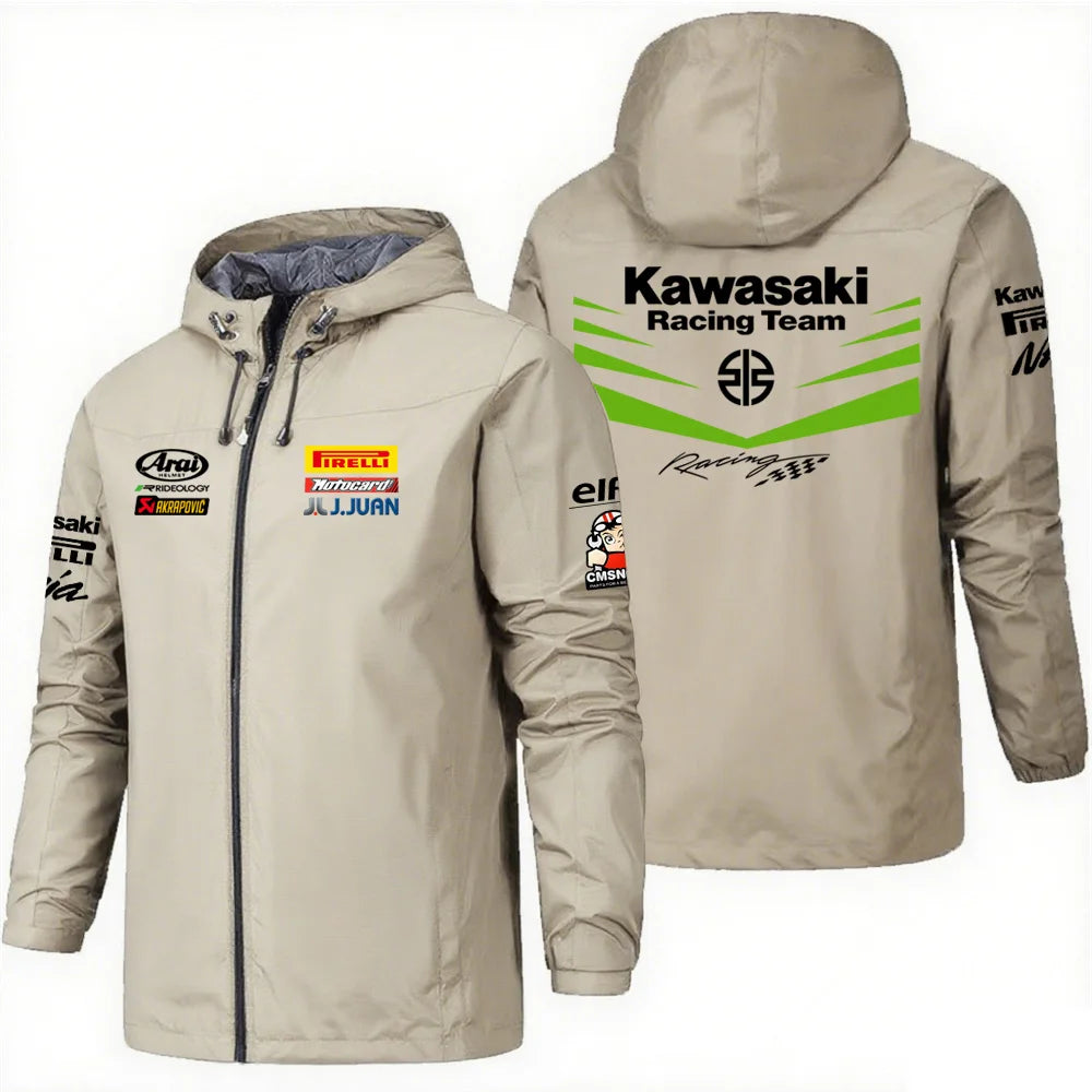 Kawasaki motorcycle assault suit windproof riding suit factory team jacket hooded motorcycle racing suit jacket