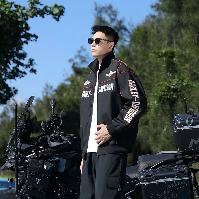 Spring Autumn Thin Racing Embroidered Motorcycle Jacket Cycling Suit Casual Sport Jacket For Harley Davidson Pan Car Accessories