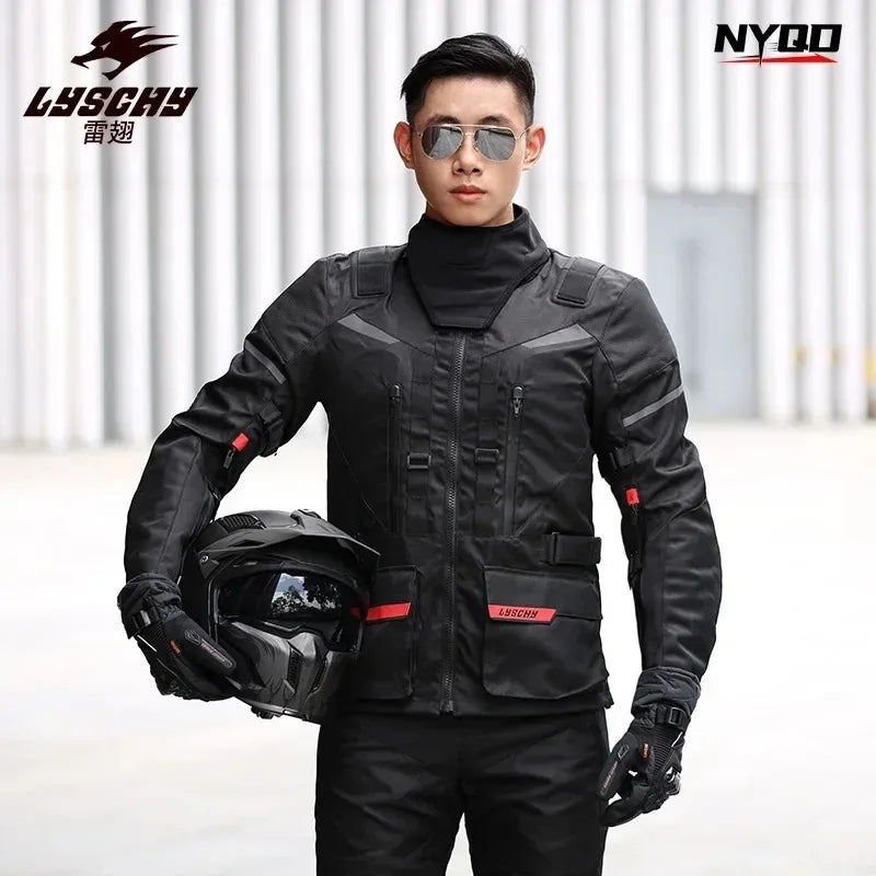 LYSCHY Motorcycle Riding Suit Rally Kit Large Size Drop-proof Waterproof Motorbike Travel Men Four Season Blouson Moto Homme