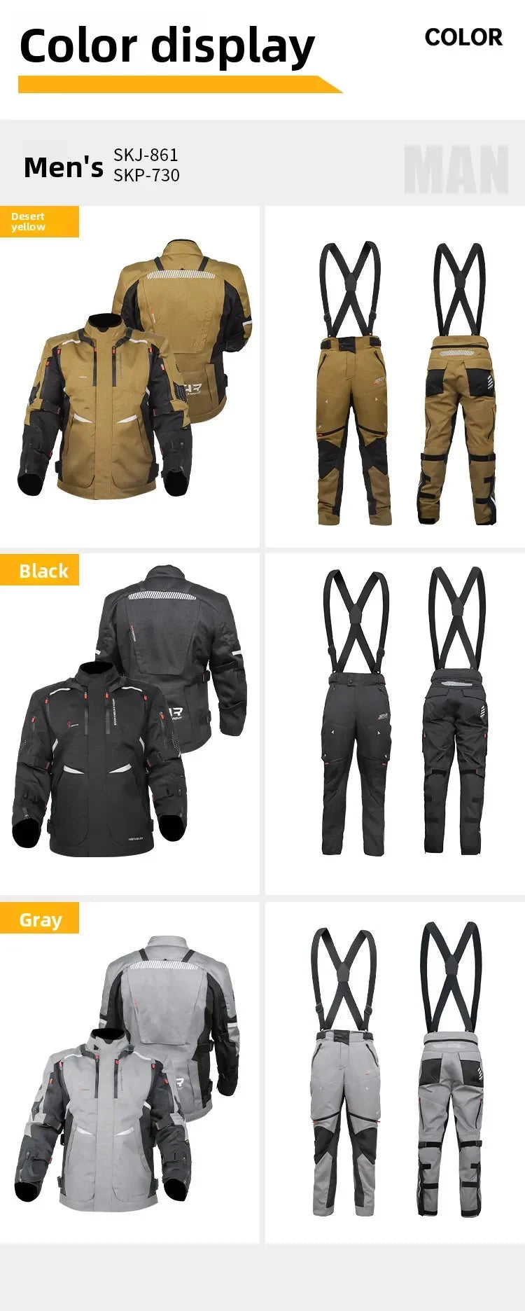 Motorcycle Riding Suit Men Rally Set Autumn Winter Windproof Waterproof Warm and Anti-fall Jacket and Pants M-5XL