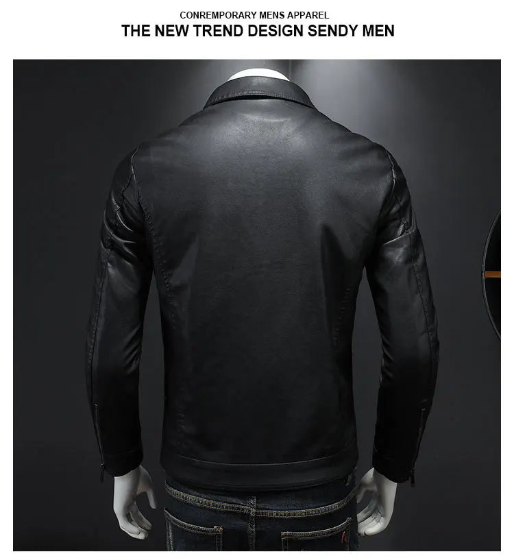 New 2025 Men's Leather Jacket Oversized Slim Motorcycle Biker Suit Autumn/Winter Thickened PU Leathers Waterproof Coat Man