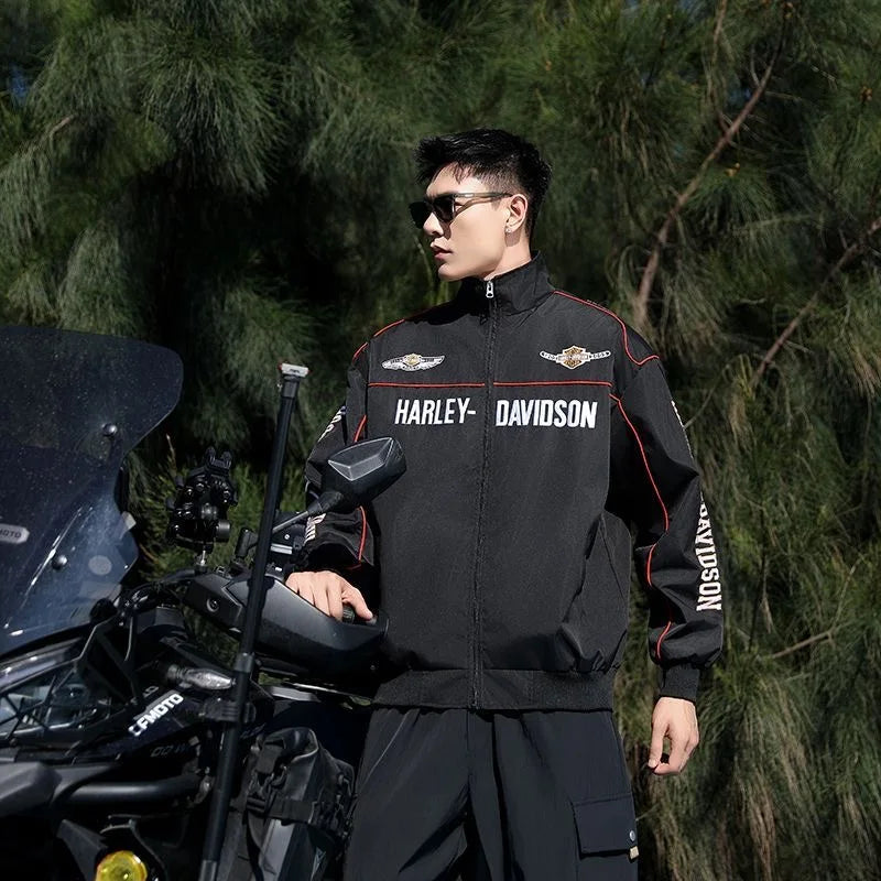 Spring Autumn Thin Racing Embroidered Motorcycle Jacket Cycling Suit Casual Sport Jacket For Harley Davidson Pan Car Accessories
