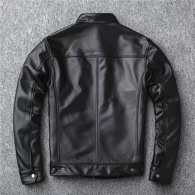 Men's Leather Motorcycle Jacket, Stylish & Sharp Fit, Rugged Biker Design, Free Shipping, Cool & Bold Look for Riders