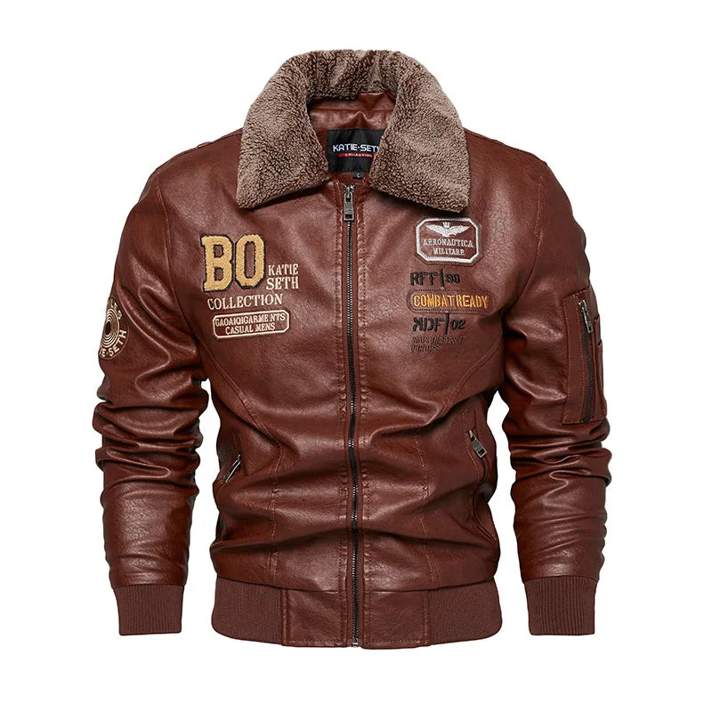 Men's Plus Size New PU Motorcycle Suit with Fleece Leather Jackets for Men Clothing