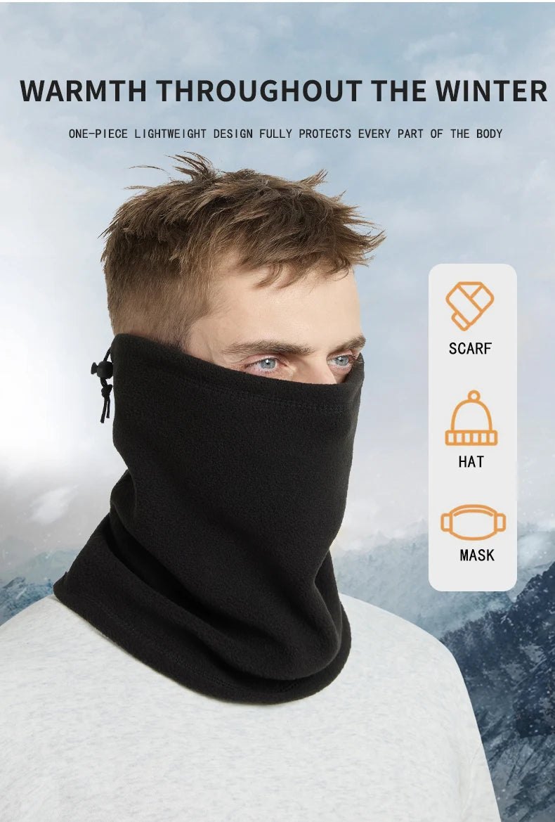 Motorcycle Warm Scarf Fleece Ski Mask Windproof Polar Fleece Cycling Drawstring Thickened Autumn Winter Unisex Face Cover