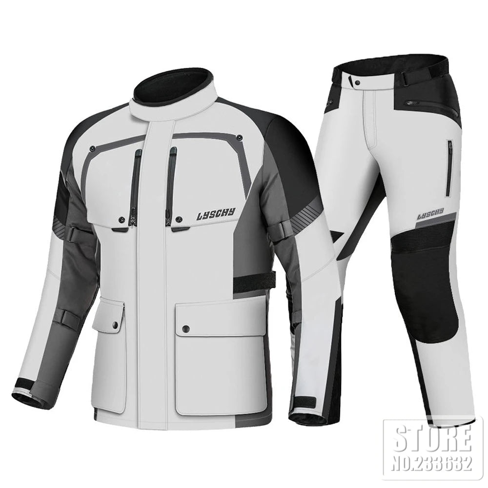 Motorcycle Jacket Pants Suit Men Cold-proof Waterproof Winter Motorbike Riding Moto Jacket Protective Gear Armor Clothing