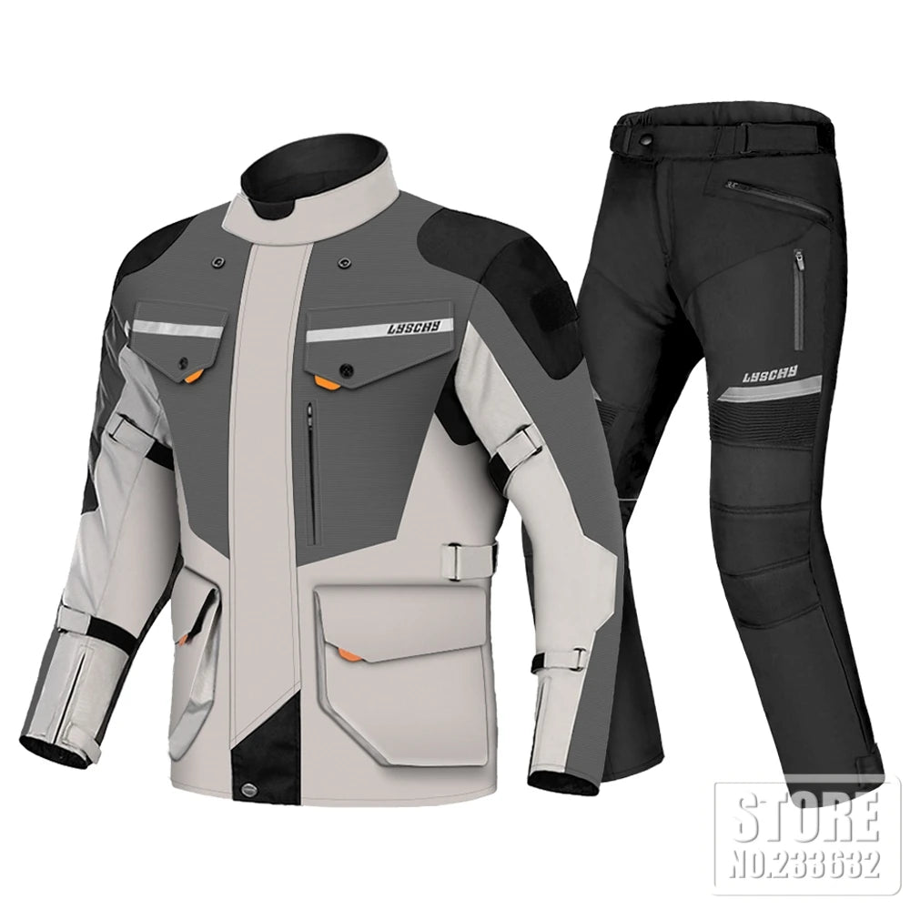 Motorcycle Jacket Pants Suit Men Cold-proof Waterproof Winter Motorbike Riding Moto Jacket Protective Gear Armor Clothing