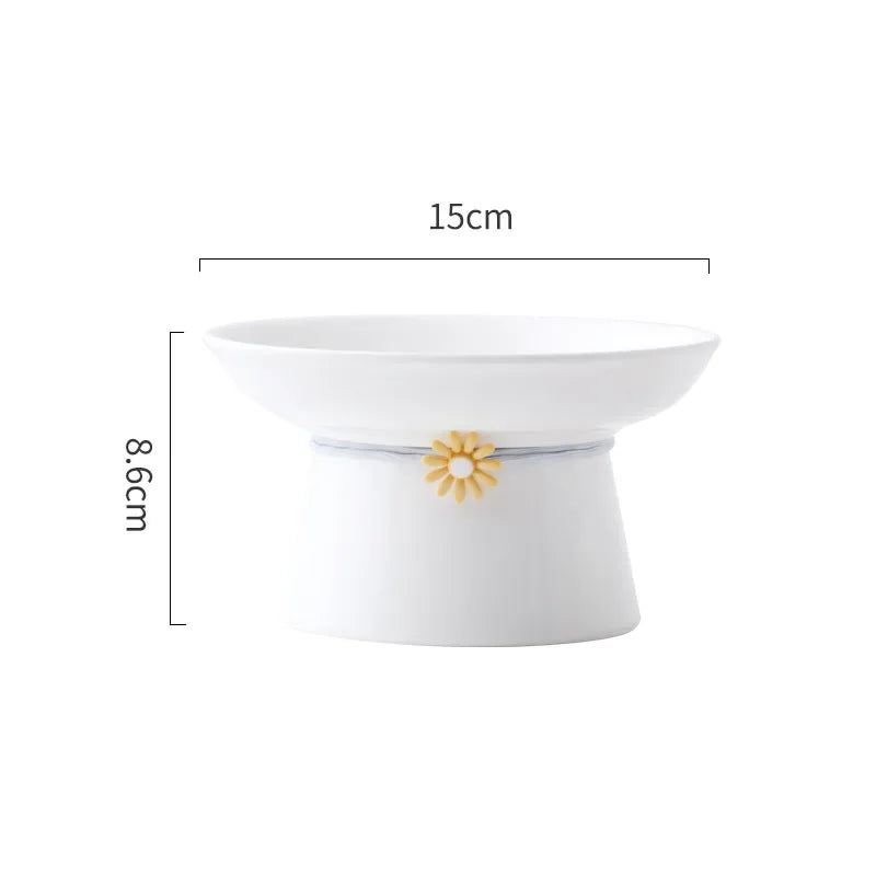 Cat Elevated Ceramic Bowl Pet Food Water Feeders Raised Puppy Dogs Drinking Eating Bowls