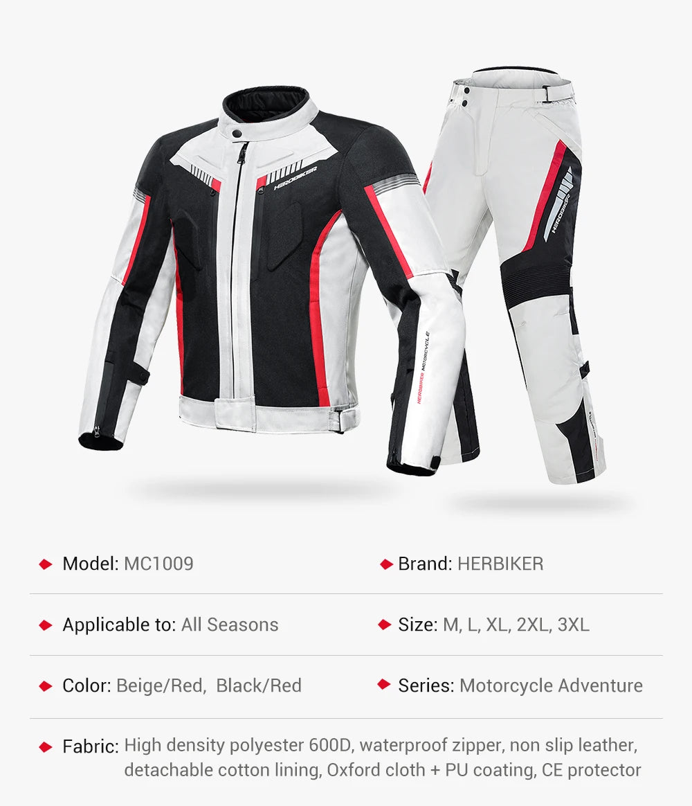 Waterproof Motorcycle Jackets Moto Jacket Pants Suit Motor Jacket For Men Women Interior Detachable Moto Clothes Keep Warm