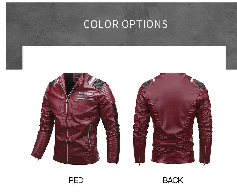 Motorcycle Commuting Racing Suit Men's Outdoor Cycling Coat 2025 Autumn European American Tough Guy Stand Collar Leather Jacket