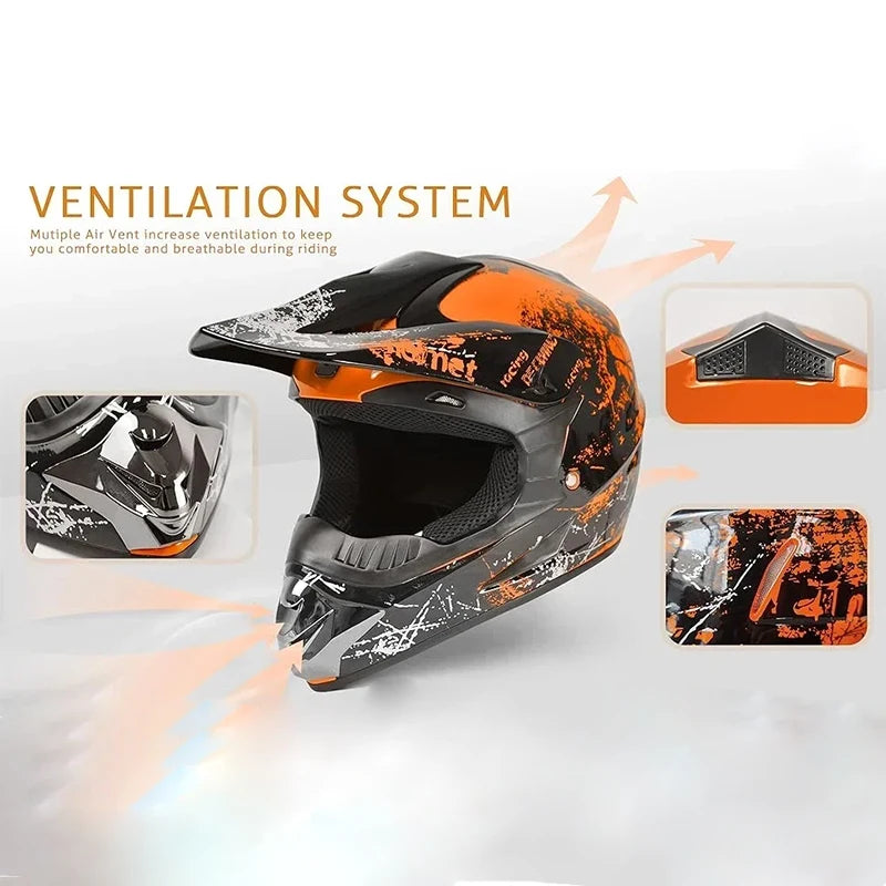 Motocross Off-road Motorcycle Child Full Helmet Children Helmets Casco Moto Off-road Protective Cycling Casque For Motobike Men