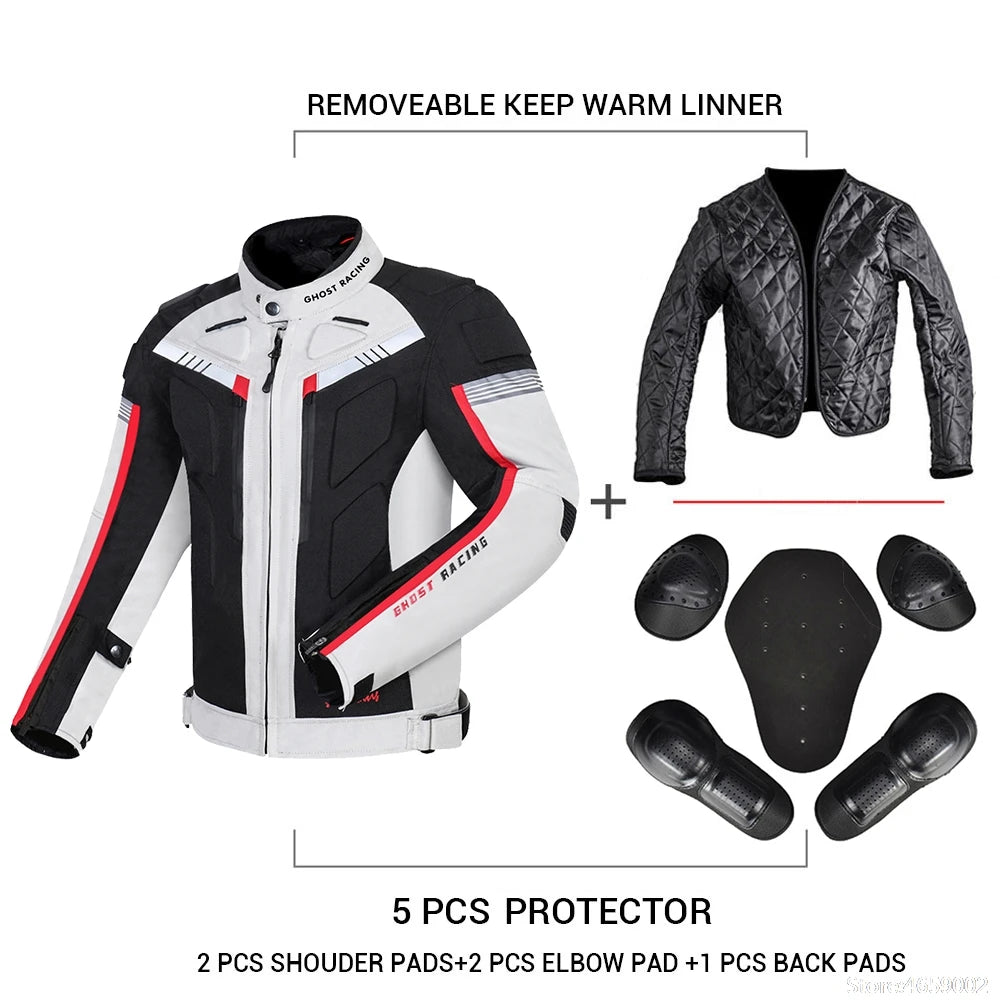 GHOST RACING Motorcycle Jacket Protective Gear Motorbike Riding moto jacket Waterproof windproof Moto Clothing Motorcycle Suits