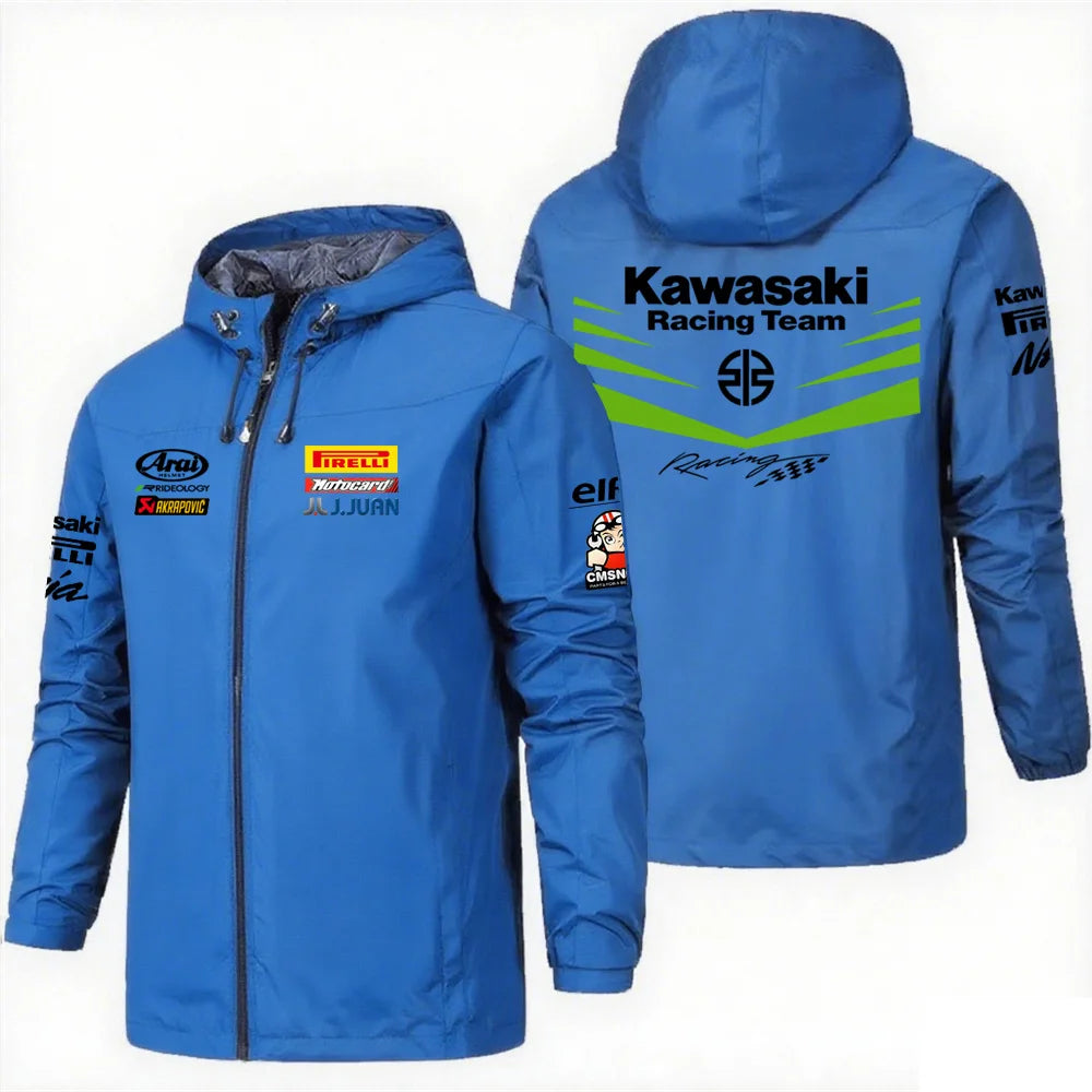 Kawasaki motorcycle assault suit windproof riding suit factory team jacket hooded motorcycle racing suit jacket