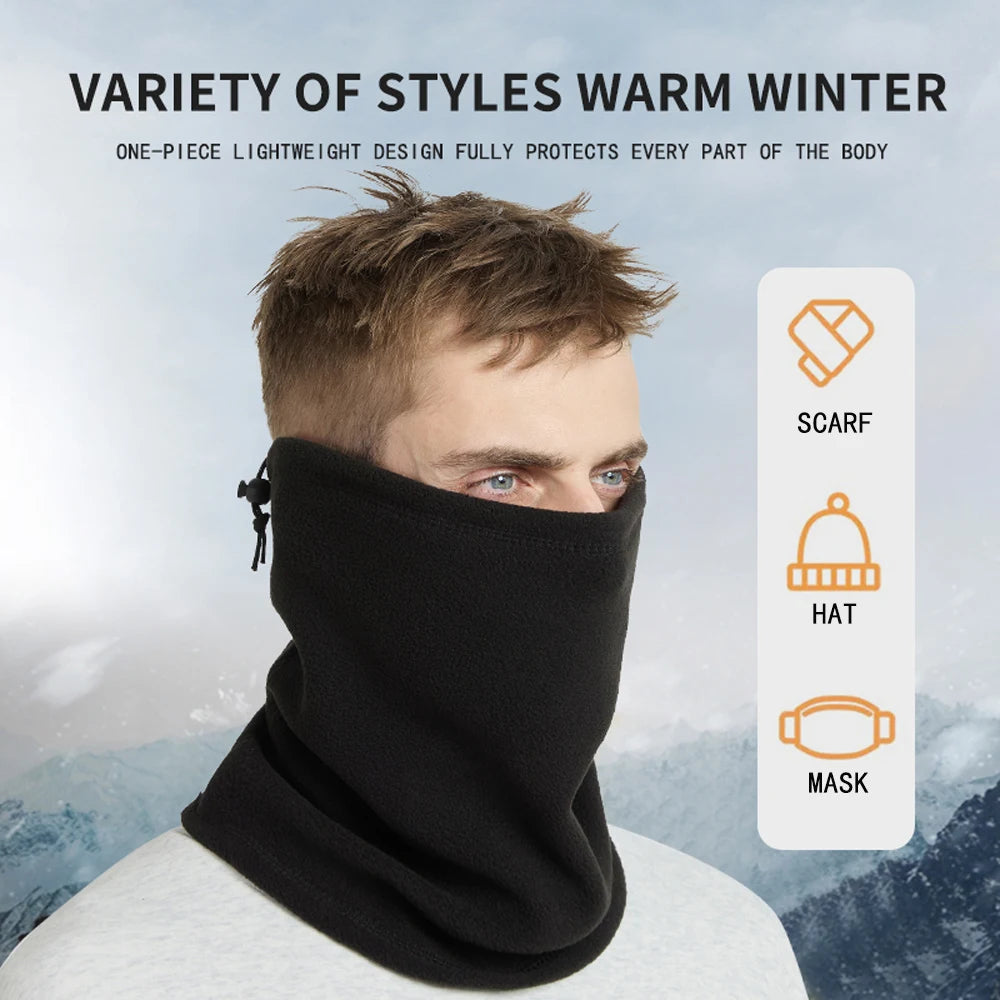 Motorcycle Warm Scarf Fleece Ski Mask Windproof Polar Fleece Cycling Drawstring Thickened Autumn Winter Unisex Face Cover